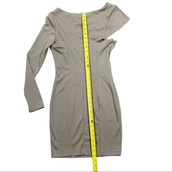 ASOS One Long Sleeve Bodycon Cutout Beige Mini Dress Mobwife Party Size 6 - Picture 12 of 16